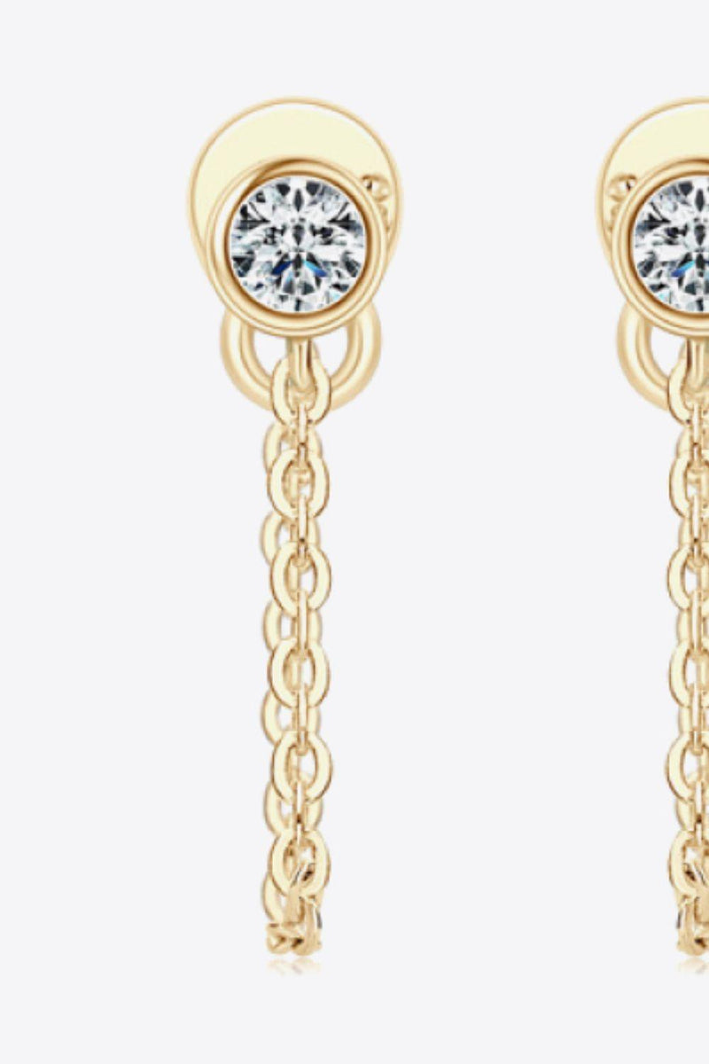 Hazel Blues® | Inlaid Moissanite Chain Earrings - Hazel Blues®