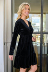 Hazel Blues® | Jentsyn Velvet V-Neck Dress in Black - Hazel Blues®