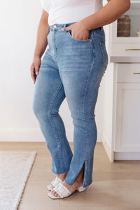 Hazel Blues® | Jody Slim Flare Side Slit Jeans - Hazel Blues®