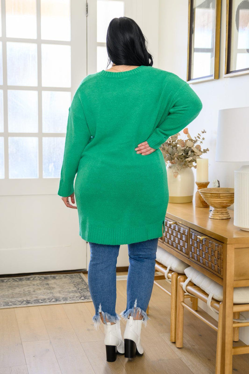 Hazel Blues® | Joyful Season Sweater Tunic In Green - Hazel Blues®