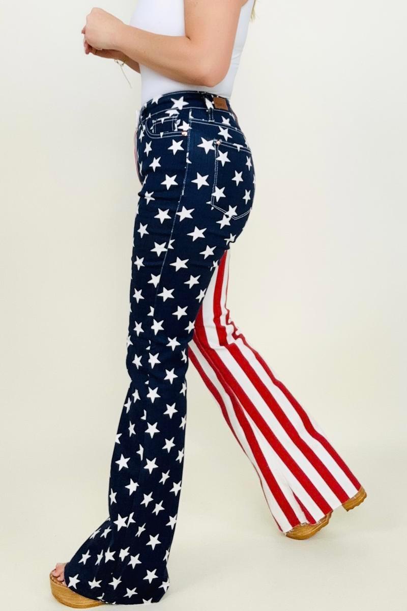 Hazel Blues® | Judy Blue High Waist American Flag Print Flare Jeans - Hazel Blues®