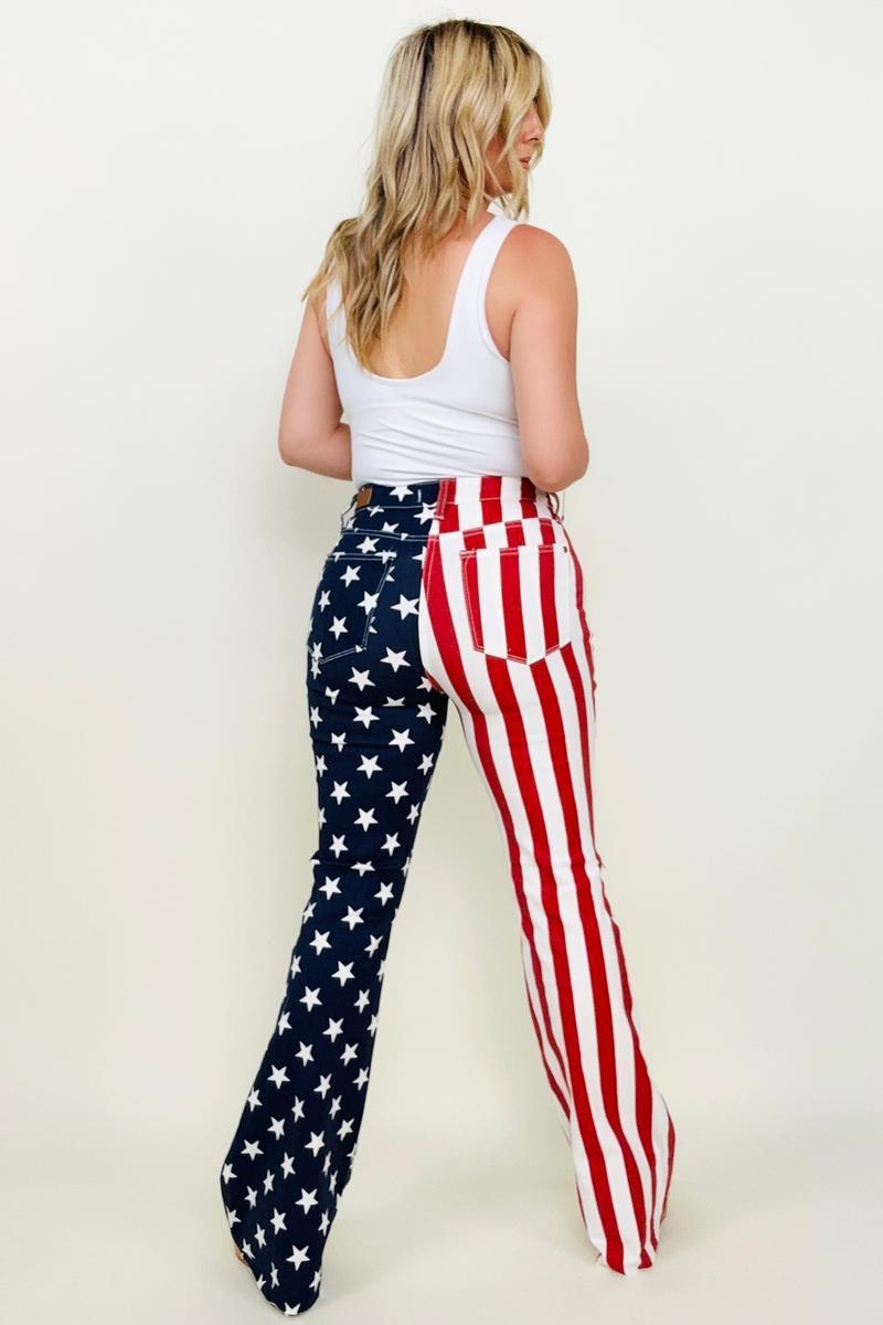 Hazel Blues® | Judy Blue High Waist American Flag Print Flare Jeans - Hazel Blues®