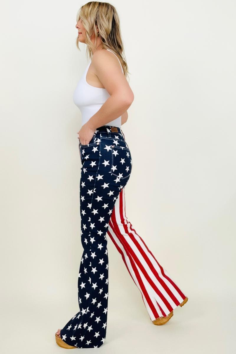 Hazel Blues® | Judy Blue High Waist American Flag Print Flare Jeans - Hazel Blues®