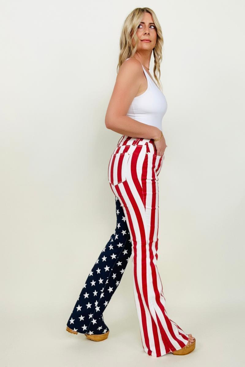 Hazel Blues® | Judy Blue High Waist American Flag Print Flare Jeans - Hazel Blues®