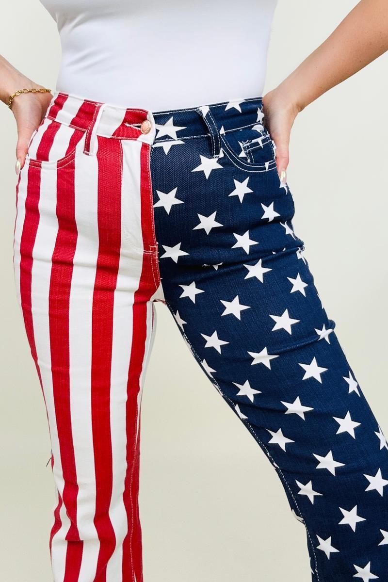 Hazel Blues® | Judy Blue High Waist American Flag Print Flare Jeans - Hazel Blues®