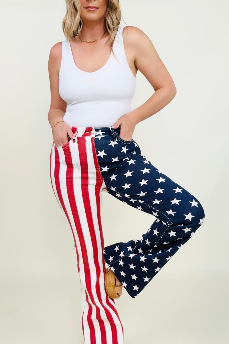 Hazel Blues® | Judy Blue High Waist American Flag Print Flare Jeans - Hazel Blues®