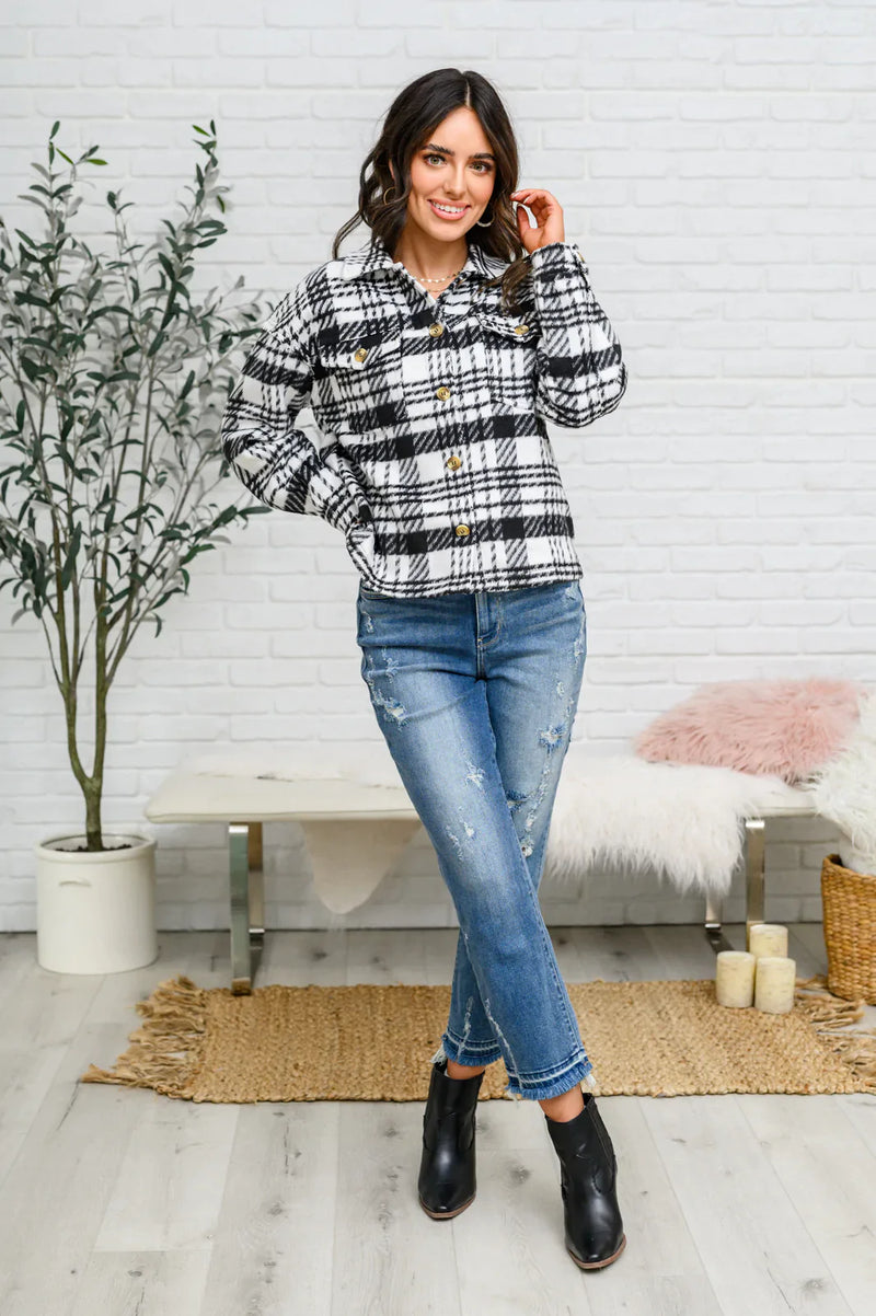 Hazel Blues® | Kate Plaid Jacket in Black & White - Hazel Blues®