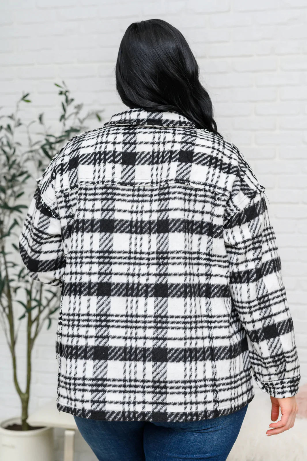 Hazel Blues® | Kate Plaid Jacket in Black & White - Hazel Blues®