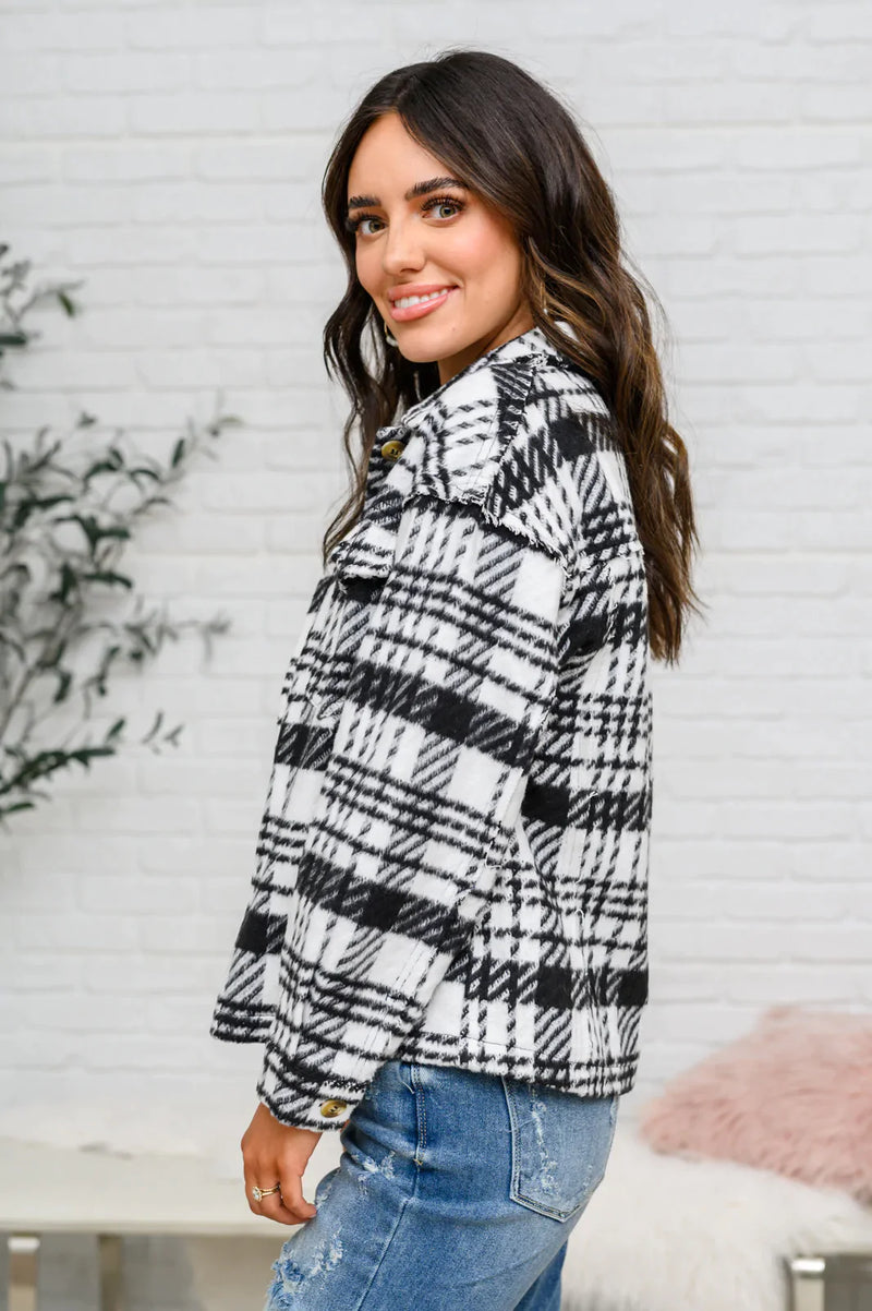 Hazel Blues® | Kate Plaid Jacket in Black & White - Hazel Blues®