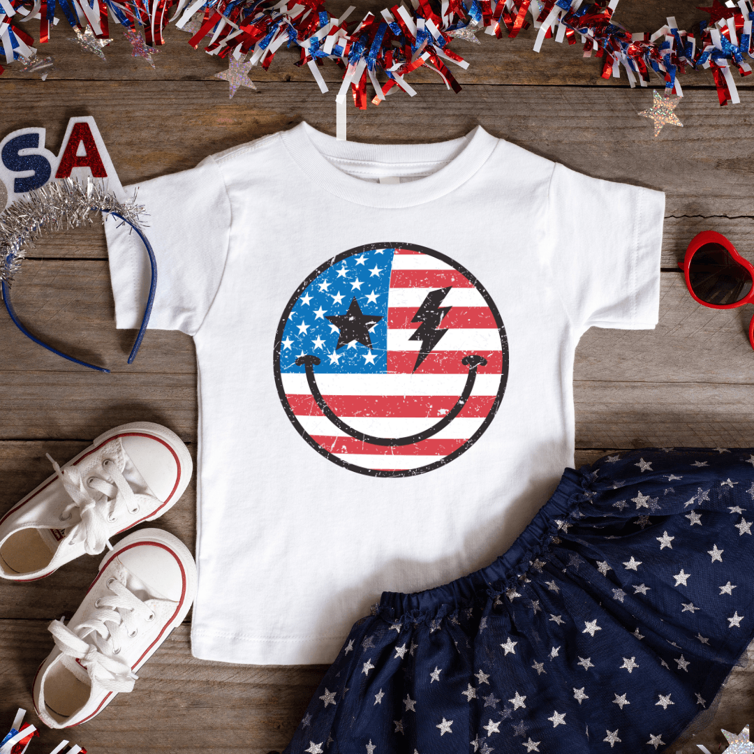 Hazel Blues® | Kids Distressed Smile Flag Graphic Tee - Hazel Blues®