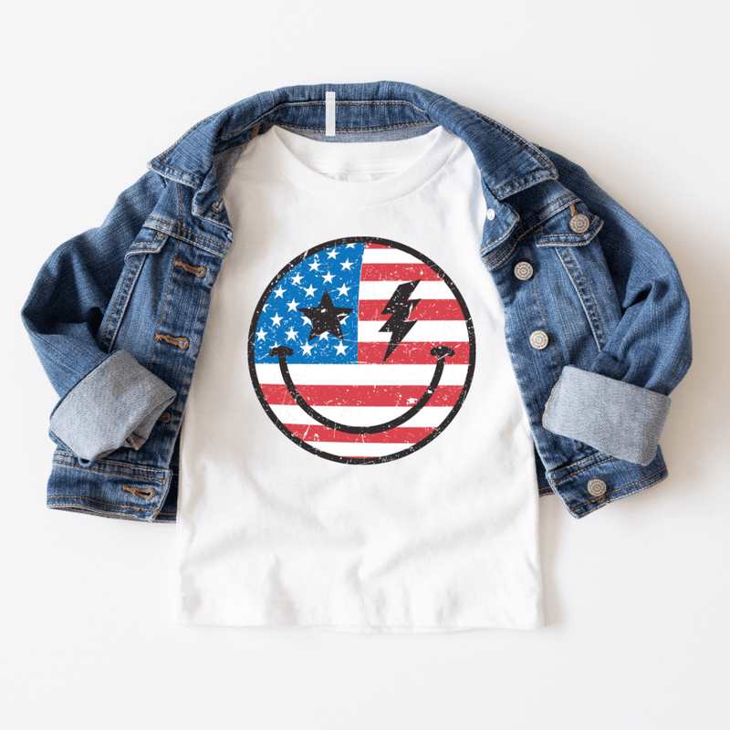 Hazel Blues® | Kids Distressed Smile Flag Graphic Tee - Hazel Blues®