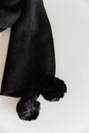 Hazel Blues® | Knitted Fuzzy Pom Pom Scarf In Black - Hazel Blues®