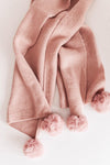 Hazel Blues® | Knitted Fuzzy Pom Pom Scarf In Blush - Hazel Blues®