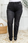 Hazel Blues® | Kortney Mid Rise Straight Leg Jeans In Washed Black - Hazel Blues®