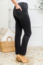 Hazel Blues® | Kortney Mid Rise Straight Leg Jeans In Washed Black - Hazel Blues®