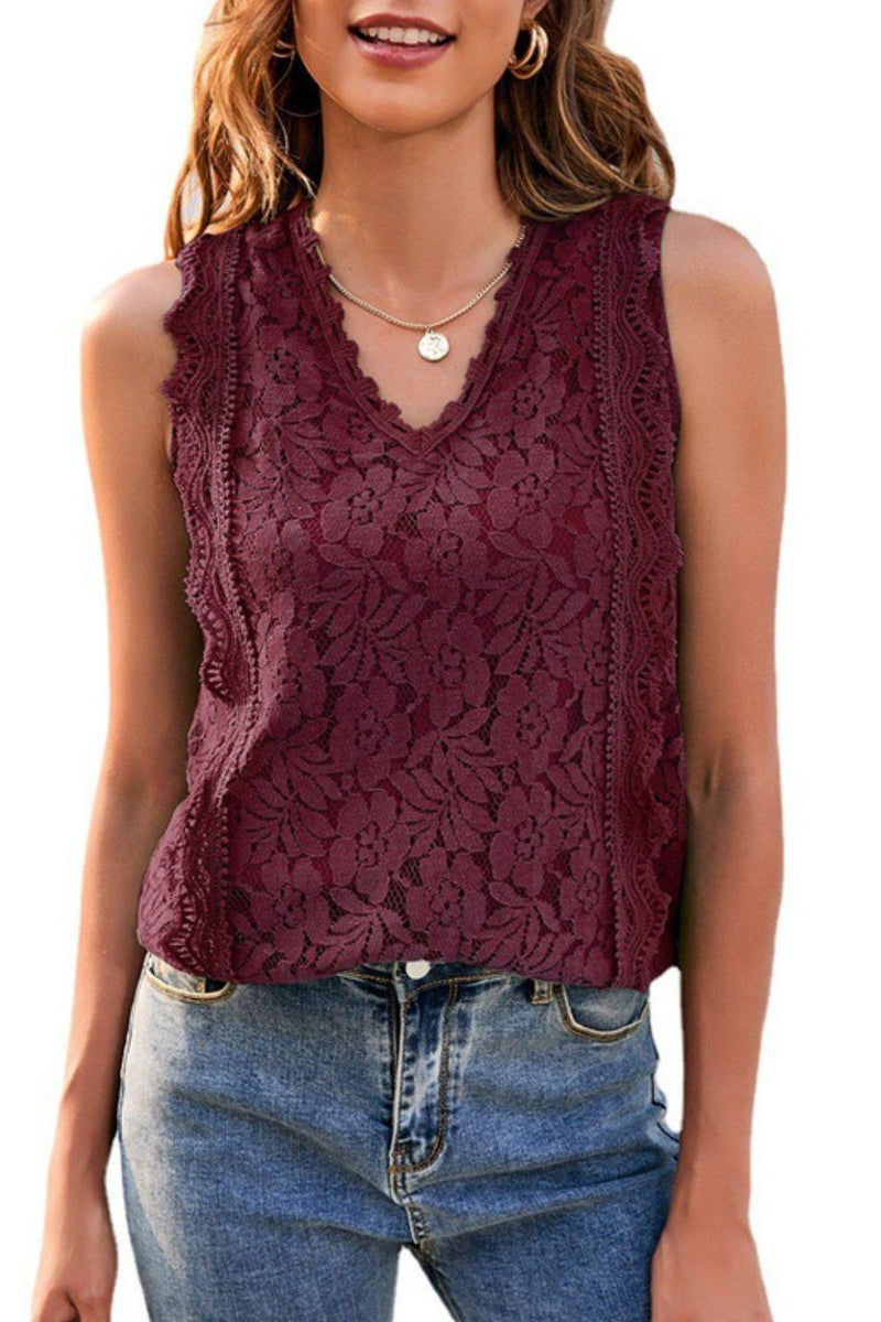 Hazel Blues® | Lace V-Neck Tank - Hazel Blues®