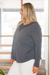 Hazel Blues® | Lacey Long Sleeve V Neck In Gray - Hazel Blues®