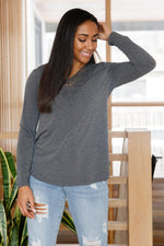 Hazel Blues® | Lacey Long Sleeve V Neck In Gray - Hazel Blues®