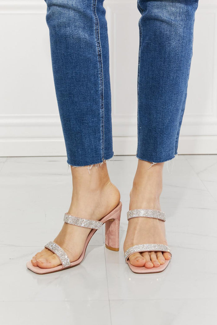 Hazel Blues® | Leave A Little Sparkle Rhinestone Block Heel Sandal in Pink - Hazel Blues®