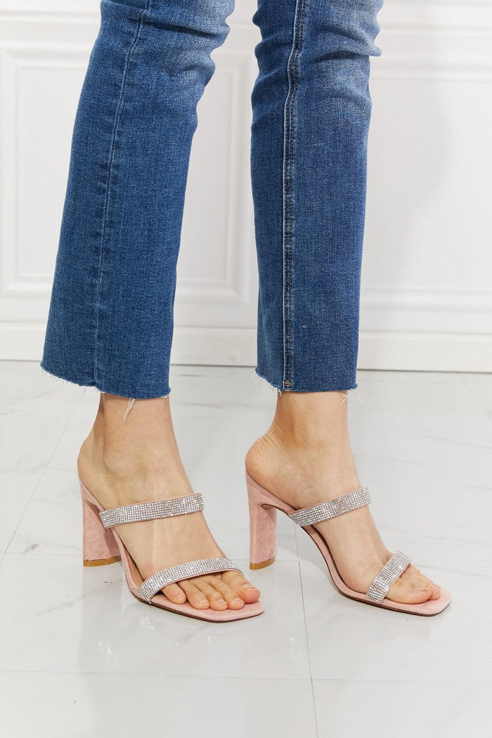 Hazel Blues® | Leave A Little Sparkle Rhinestone Block Heel Sandal in Pink - Hazel Blues®