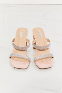 Hazel Blues® | Leave A Little Sparkle Rhinestone Block Heel Sandal in Pink - Hazel Blues®