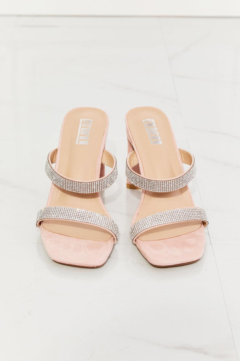 Hazel Blues® | Leave A Little Sparkle Rhinestone Block Heel Sandal in Pink - Hazel Blues®