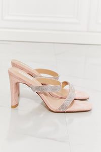 Hazel Blues® | Leave A Little Sparkle Rhinestone Block Heel Sandal in Pink - Hazel Blues®