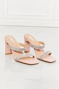 Hazel Blues® | Leave A Little Sparkle Rhinestone Block Heel Sandal in Pink - Hazel Blues®