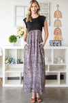 Hazel Blues® | Leopard Print Round Neck Maxi Dress with Pockets - Hazel Blues®