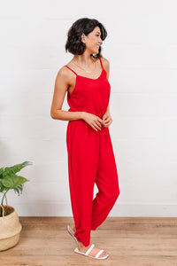 Hazel Blues® | Livin' The Dream Jumpsuit in Red - Hazel Blues®