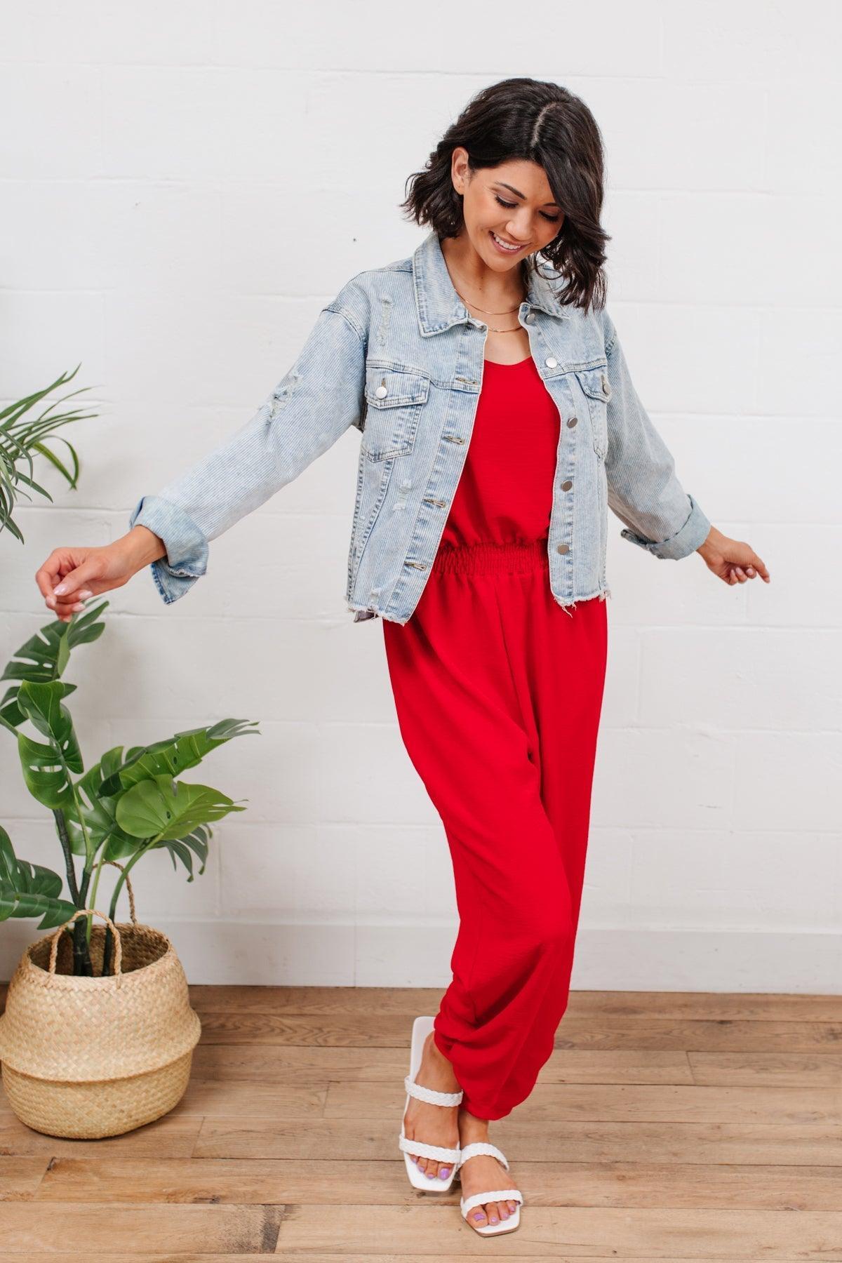 Hazel Blues® | Livin' The Dream Jumpsuit in Red - Hazel Blues®