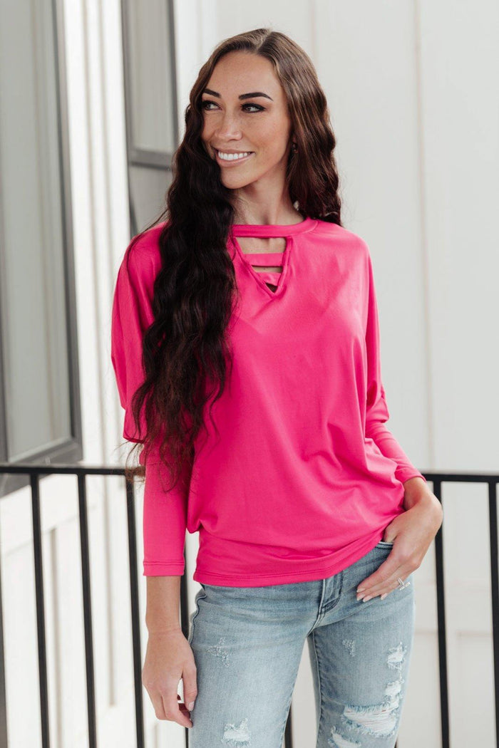 Hazel Blues® | Lovely Ladder V Neck Top in Pink - Hazel Blues®