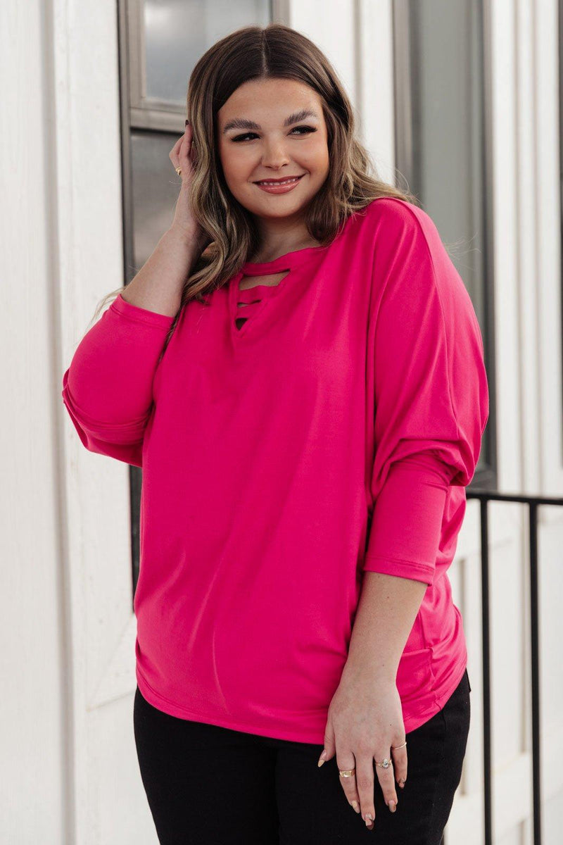 Hazel Blues® | Lovely Ladder V Neck Top in Pink - Hazel Blues®