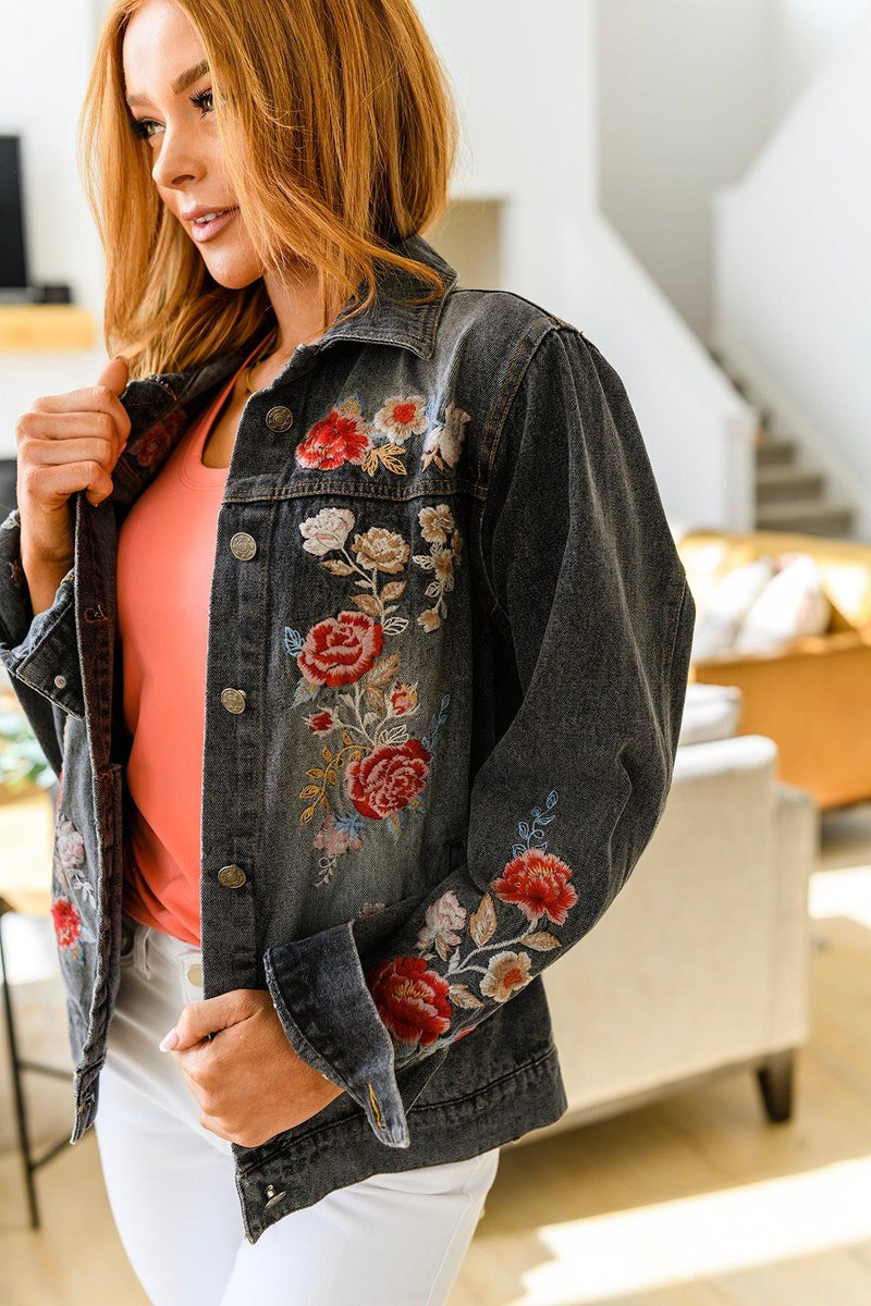 Hazel Blues® | Lovely Visions Flower Embroidered Jacket - Hazel Blues®