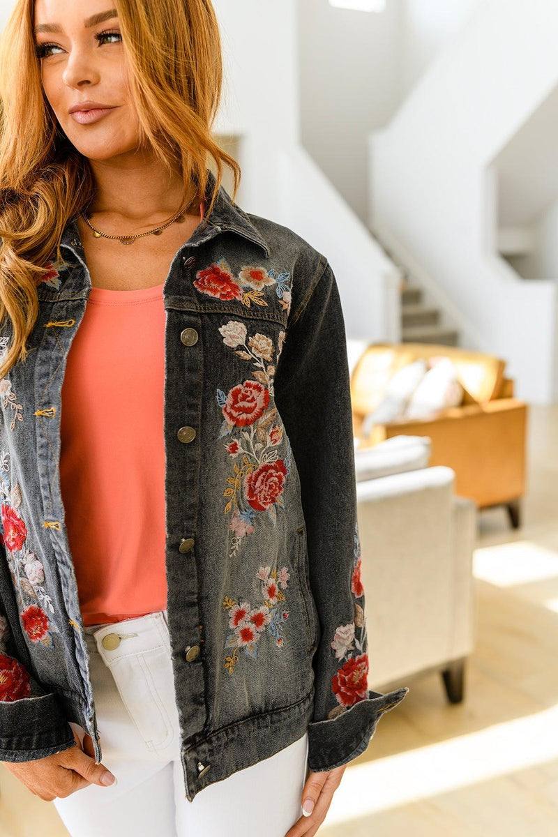 Hazel Blues® | Lovely Visions Flower Embroidered Jacket - Hazel Blues®