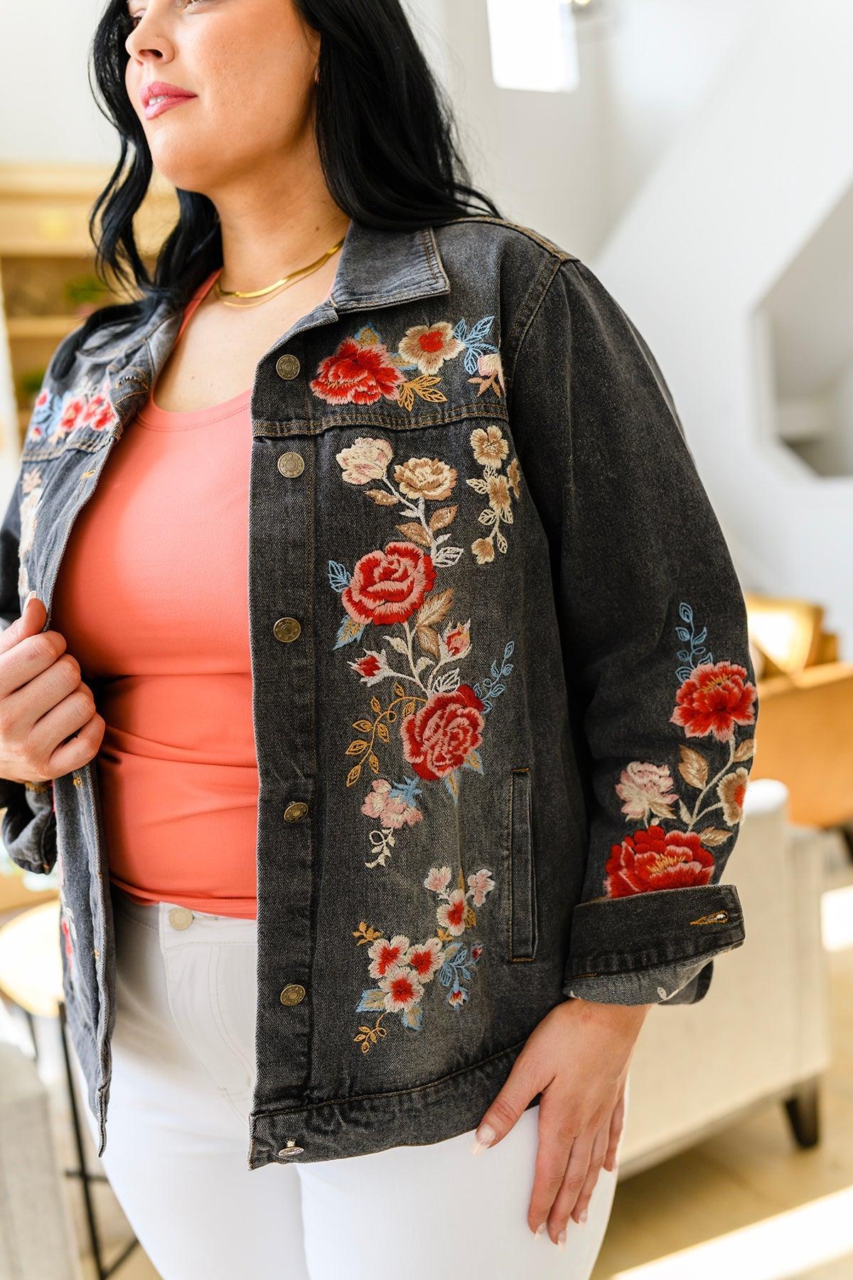 Hazel Blues® | Lovely Visions Flower Embroidered Jacket - Hazel Blues®