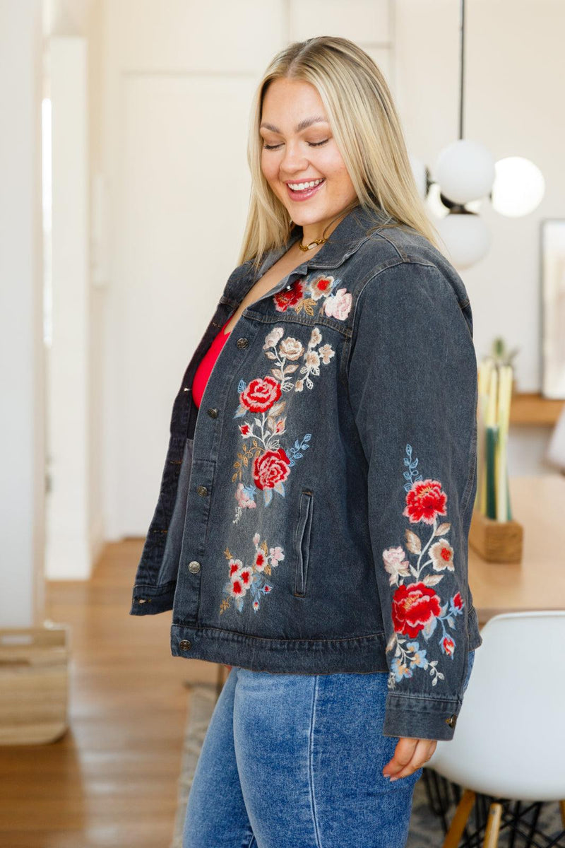 Hazel Blues® | Lovely Visions Flower Embroidered Jacket - Hazel Blues®