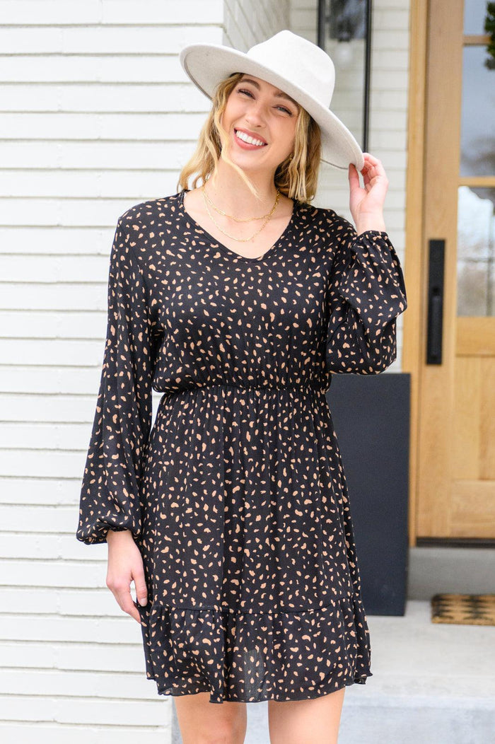 Hazel Blues® | Make Your Happiness Long Sleeve Dress in Black - Hazel Blues®