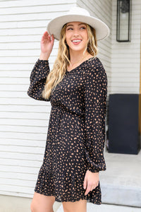 Hazel Blues® | Make Your Happiness Long Sleeve Dress in Black - Hazel Blues®