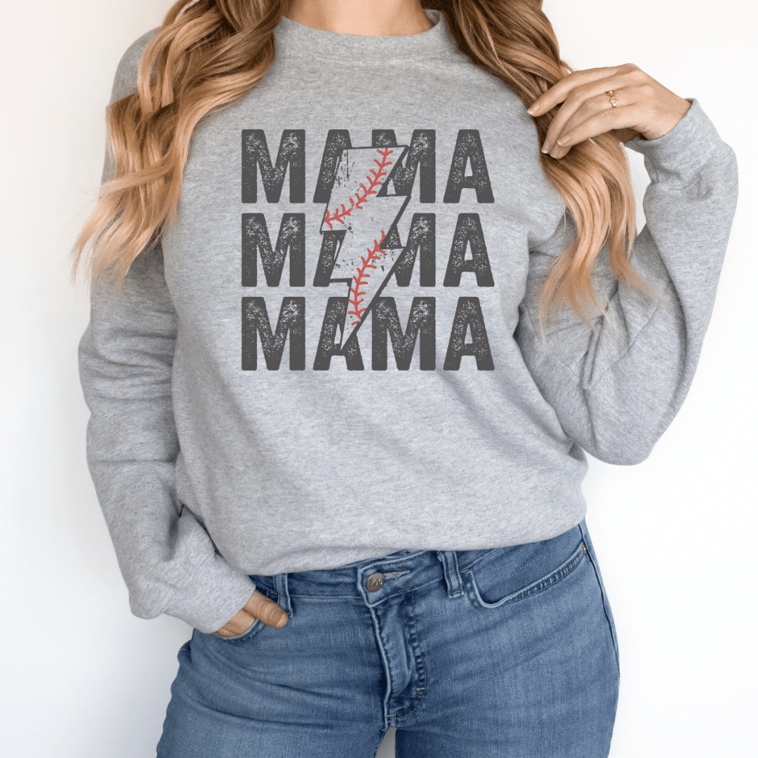 Hazel Blues® | MAMA Baseball Bolt Graphic Sweatshirt - Hazel Blues®