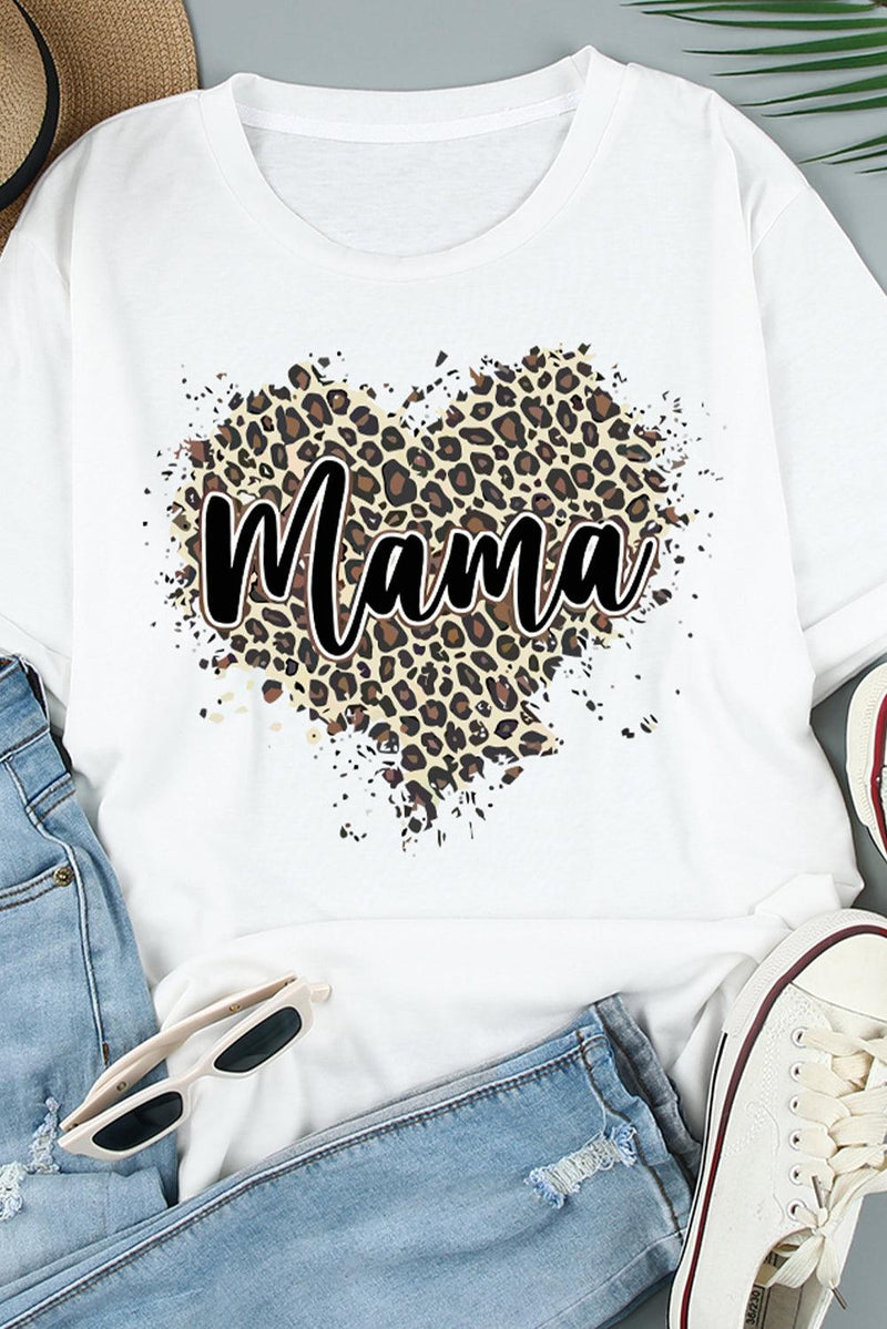 Hazel Blues® | MAMA Leopard Heart Graphic Tee Shirt - Hazel Blues®