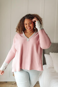 Hazel Blues® | Mia Waffle Knit Long Sleeve In Pink - Hazel Blues®