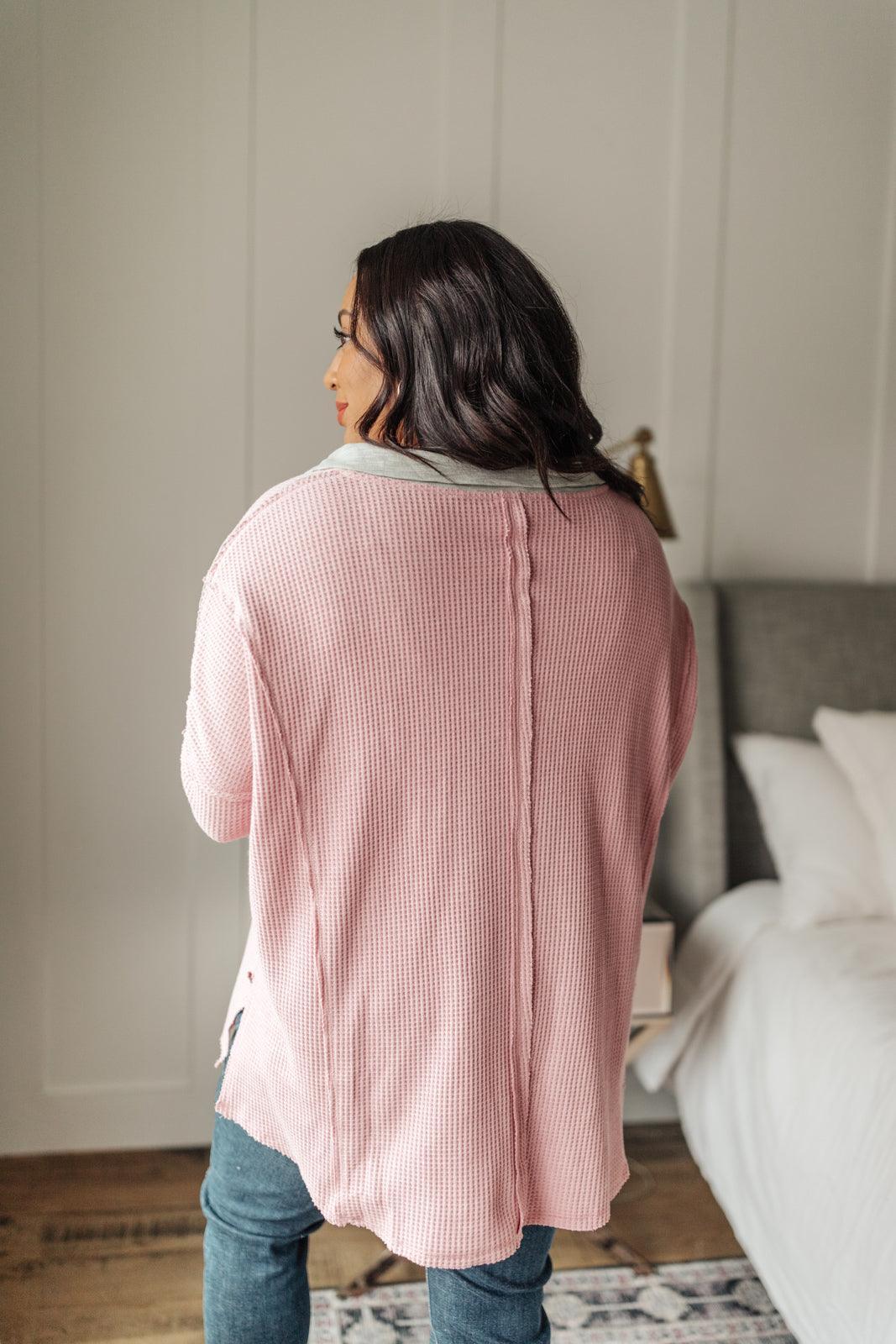 Hazel Blues® | Mia Waffle Knit Long Sleeve In Pink - Hazel Blues®