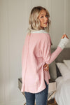 Hazel Blues® | Mia Waffle Knit Long Sleeve In Pink - Hazel Blues®