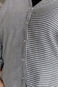 Hazel Blues® | Mixed Houndstooth Button Up Top - Hazel Blues®