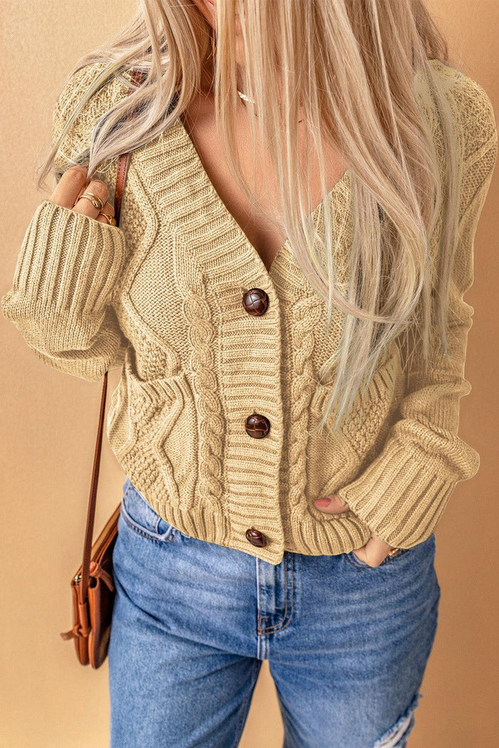 Hazel Blues® | Mixed Knit Button Down Cardigan with Pockets - Hazel Blues®