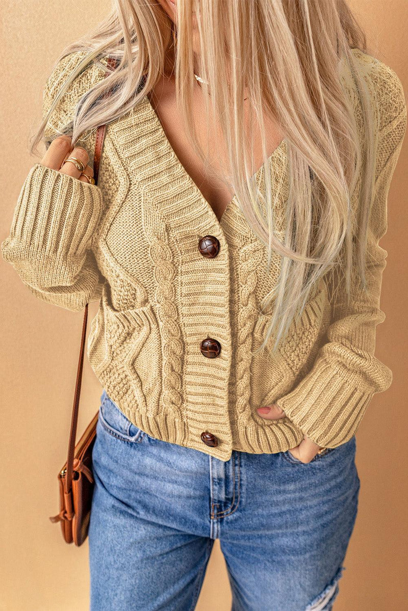 Hazel Blues® | Mixed Knit Button Down Cardigan with Pockets - Hazel Blues®