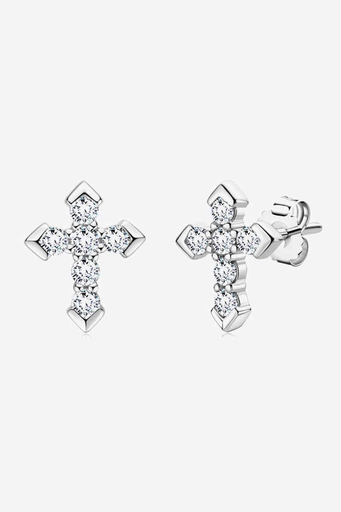 Hazel Blues® | Moissanite Cross Stud Earrings - Hazel Blues®