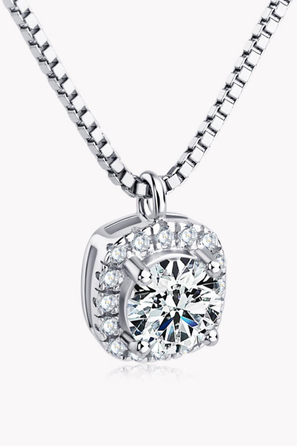 Hazel Blues® | Moissanite Pendant Platinum-Plated Necklace - Hazel Blues®