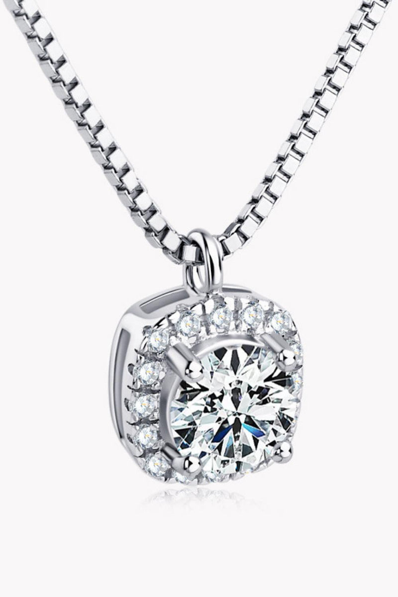 Hazel Blues® | Moissanite Pendant Platinum-Plated Necklace - Hazel Blues®